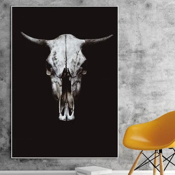 Nordic alb negru Perete Panza de Artă | Cap de Vacă de Imprimare Fata de Animale, Animale de Imagine, Arta de Perete Poster, Decor Cameră de zi, Dormitor, Acasă